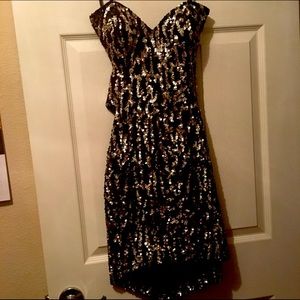 Scala Black and Gold Sequin Dress